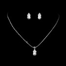 Silver & Pearl Bridal Necklace Earring Set NE 112