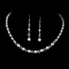 Alternating Crystal & Pearl Bridal Jewelry Set NE 8129