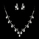 Silver Pearl and Rhinestone Jewelry Set NE 70359