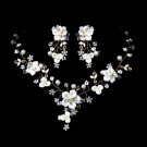 Beautiful Gold, Crystal, Porcelain & Pearl Bridal Jewelry Set NE 1014
