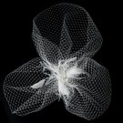 Feather Rhinestone Couture Fascinator & Birdcage Veil Comb 8415