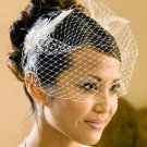 Bridal Feather Accent with Russian Style Cage Veil HP 1027 (White or Ivory)