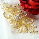 Vintage Gold Crystal Bridal Brooch 3268