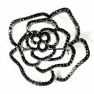 Cubic Zirconia Black Rose Bridal Brooch 6277