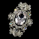 Vintage Crystal Rhodium Silver AB Brooch 935