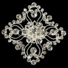 Vintage Square Intricate Crystal Brooch 3234