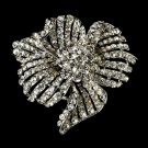 Elegant Vintage Crystal Bridal Pin for Hair or Gown Brooch 11 Silver Clear