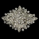 Elegant Vintage Crystal Bridal Pin for Hair or Gown Brooch 14 Silver Clear