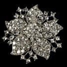 Elegant Vintage Crystal Bridal Pin for Hair or Gown Brooch 15 Silver Clear