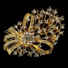 Elegant Vintage Crystal Bridal Pin for Hair or Gown Brooch 17 Gold Clear