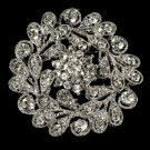 Elegant Vintage Crystal Bridal Pin for Hair or Gown Brooch 24 Silver Clear