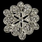 Elegant Vintage Pave Crystal Bridal Pin for Hair or Gown Brooch 25 Silver Clear