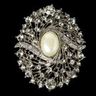Elegant Vintage Crystal Bridal Pin for Hair or Gown Brooch 28 Silver Ivory
