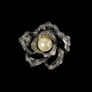 Elegant Vintage Crystal Bridal Pin for Hair or Gown Brooch 29 Silver Ivory