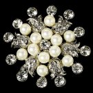 Elegant Vintage Crystal Bridal Pin for Hair or Gown Brooch 30 Silver Ivory