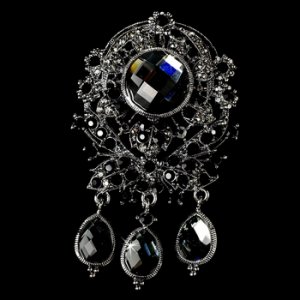 Large Black Crystal Celebrity Style Brooch Brooch 8777