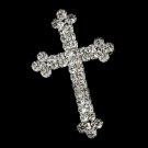 Silver Faith Rhinestone Cross Brooch 30020