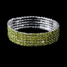 5 Row Olive Green Rhinestone Stretch Bracelet B8015 Olive