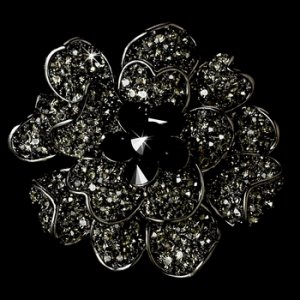 Large Black Crystal Celebrity Style Brooch for Gown or Hair - Brooch 8779
