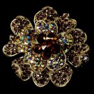 Large Gold Brown Crystal Celebrity Style Brooch for Gown or Hair - Brooch 8779