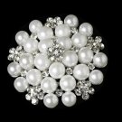 Silver White Pearl Rhinestone Bridal Brooch 31
