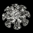 Antique Silver Ruffle Rhinestone Blossom Bridal Brooch 33