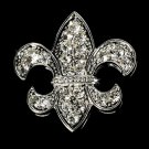 Silver Fleur De Lis Rhinestone Bridal Brooch 30339