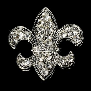 Silver Fleur De Lis Rhinestone Bridal Brooch 30339