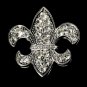 Silver Fleur De Lis Rhinestone Bridal Brooch 30339