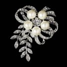 Vintage Rhinestone & Pearl Vine Bouquet Bridal Brooch 35