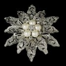 Vintage Rhinestone & Pearl Bridal Brooch 38