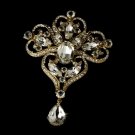 Gold Majestic Dynasty Bridal Rhinestone Brooch Pin - Brooch 44