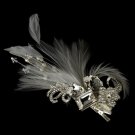 Rhinestone Floral Galore Bridal Feather Hair Brooch & Feather Fascinator Hair Clip - Brooch 42 Ivory