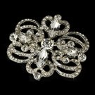Silver Plated Vintage Rhinestone Swirl Bridal Hair Comb & Brooch Pin - Brooch 46