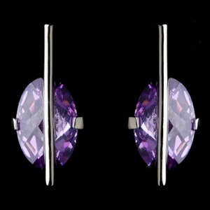 Silver Designer Earrings wtih Lavender Stones E 3500