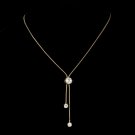 Gold Cubic Zirconia Tripple Solitaire Necklace N3386-G
