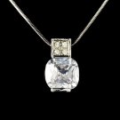Stacked Cube Silver Cubic Zirconia Necklace N3518