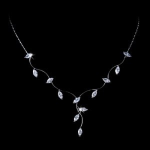 Silver/Clear Cubic Zirconia Wavy Vine Necklace N3522-CL