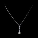 Three Stone Cubic Zirconia and Pearl Necklace