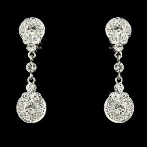 Silver Clear Crystal Clip-On Earring E 25256