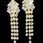 Gold Clear Crystal Dangle Clip On Earrings E 20009