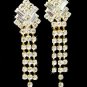 Gold Clear Crystal Dangle Clip On Earrings E 20009