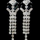 Black Crystal Dangle Clip On Earrings E 20009