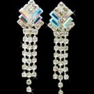 AB Crystal Dangle Clip On Earrings E 20009