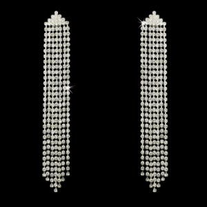 Silver Clear Dramatic Dangling Clip On Earrings E 20638