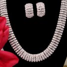 Rhinestone Clip On Earrings & Matching Necklace NE-8239