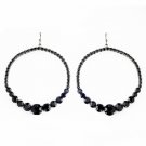 Black Rhinestone Hoop Earrings E 951