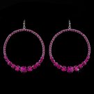Fuchsia Rhinestone Hoop Earrings E 951