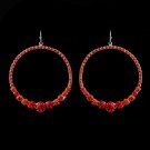 Red Rhinestone Hoop Earrings E 951