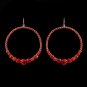 Red Rhinestone Hoop Earrings E 951